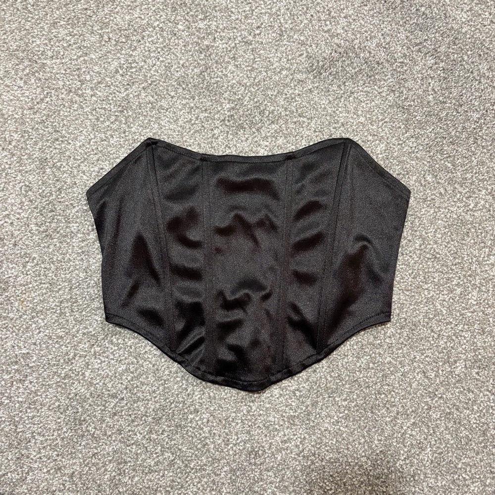 Black Satin Corset Top